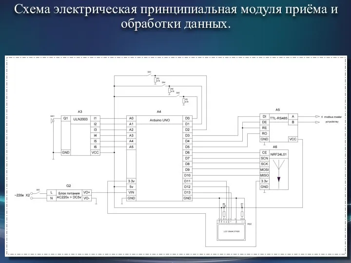 Схема электрическая принципиальная модуля приёма и обработки данных.