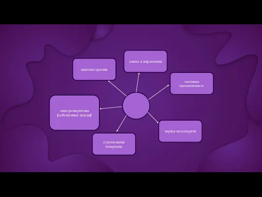 машиностроение химия и нефтехимия черная металлургия электроэнергетика (собственные нужды) строительные материалы топливная промышленность