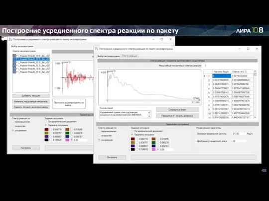 Построение усредненного спектра реакции по пакету акселерограмм