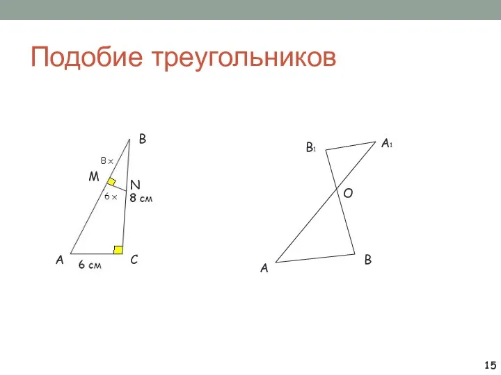 Подобие треугольников B A C M N A A1 B B1 O