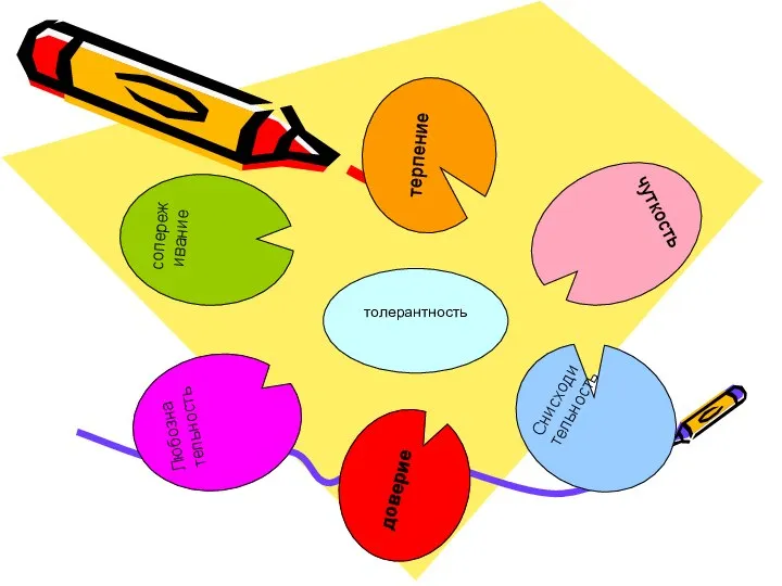 толерантность сопереживание Любозна тельность доверие Снисходи тельность чуткость терпение