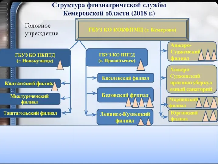 ГБУЗ КО КОКФПМЦ (г. Кемерово) Юргинский филиал Мариинский филиал Анжеро-Судженский филиал ГКУЗ