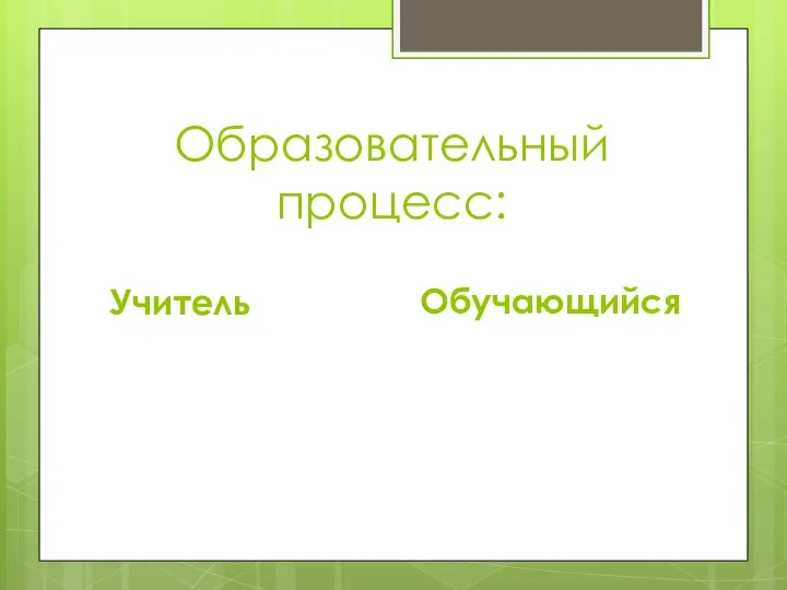 Образовательный процесс: Учитель Обучающийся