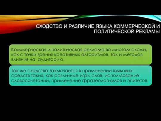 СХОДСТВО И РАЗЛИЧИЕ ЯЗЫКА КОММЕРЧЕСКОЙ И ПОЛИТИЧЕСКОЙ РЕКЛАМЫ