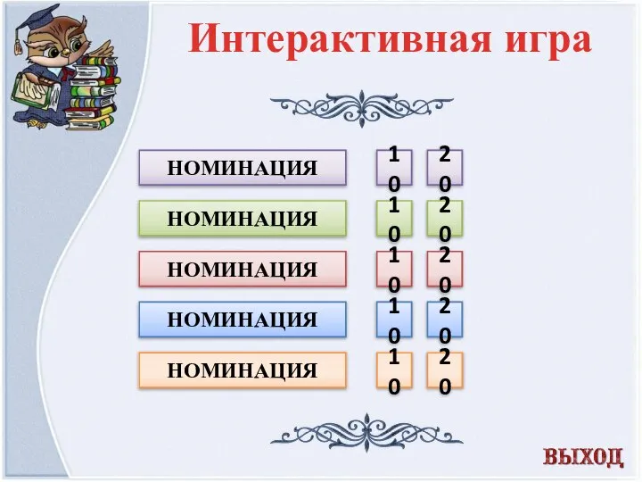 10 20 10 20 10 20 10 20 10 20 НОМИНАЦИЯ НОМИНАЦИЯ