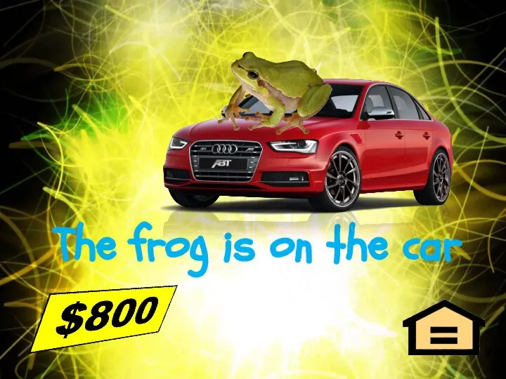 The frog is on the car