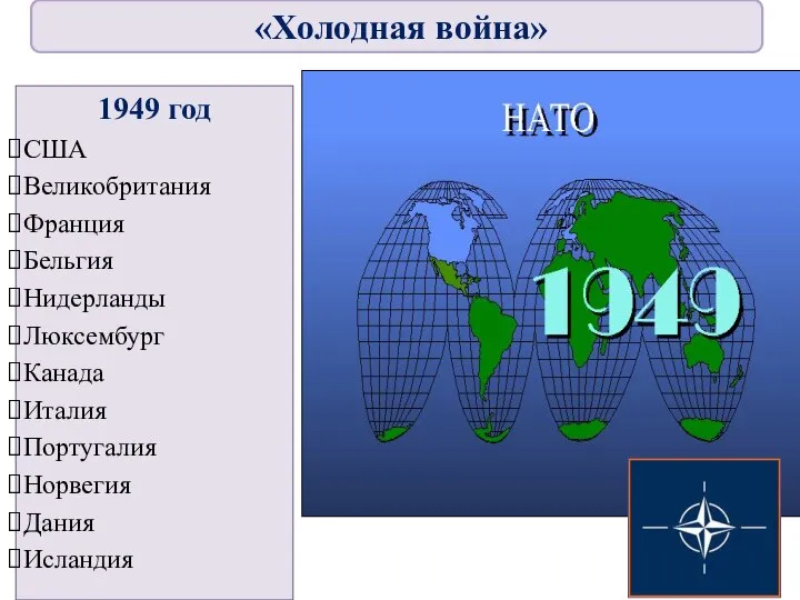 1949 год США Великобритания Франция Бельгия Нидерланды Люксембург Канада Италия Португалия Норвегия Дания Исландия «Холодная война»