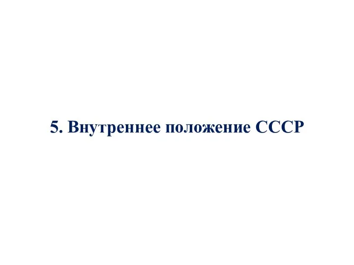 5. Внутреннее положение СССР