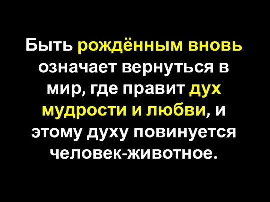 Быть рождённым вновь означает вернуться в мир, где правит дух мудрости и