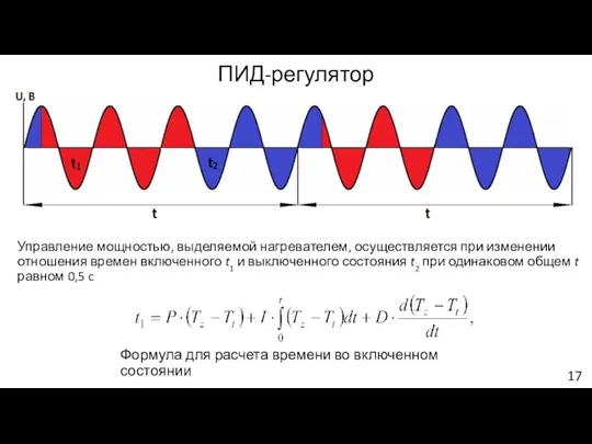 ПИД-регулятор Формула для расчета времени во включенном состоянии Управление мощностью, выделяемой нагревателем,