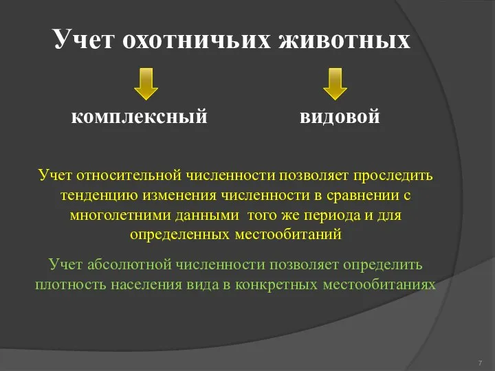 Учет охотничьих животных комплексный видовой Учет относительной численности позволяет проследить тенденцию изменения