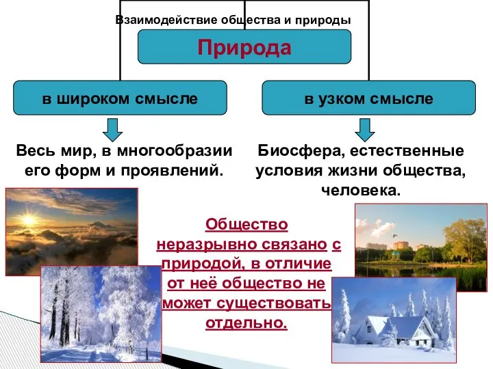 Взаимодействие общества и природы Весь мир, в многообразии его форм и проявлений.