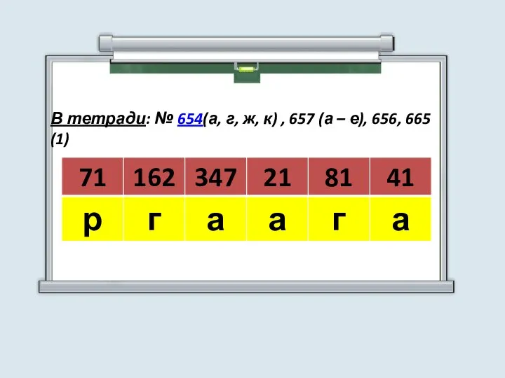 В тетради: № 654(а, г, ж, к) , 657 (а – е), 656, 665 (1)