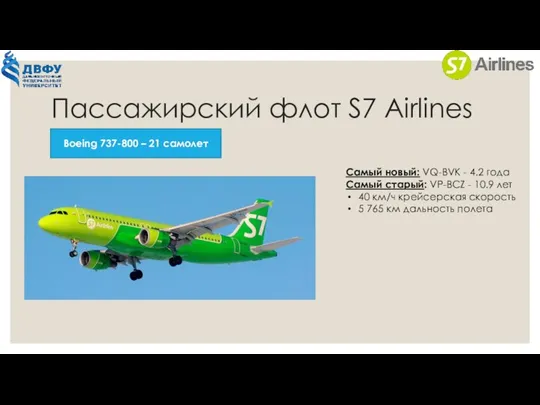 Пассажирский флот S7 Airlines Boeing 737-800 – 21 самолет Самый новый: VQ-BVK