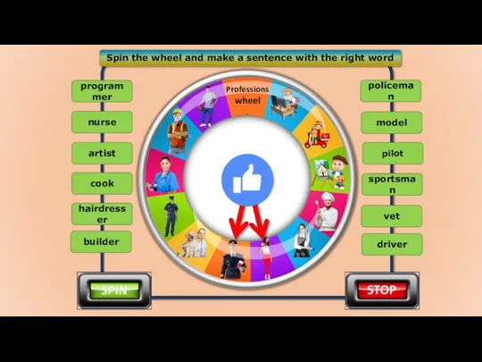Spin the wheel and make a sentence with the right word pilot
