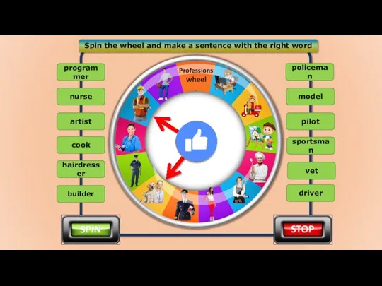 Spin the wheel and make a sentence with the right word builder