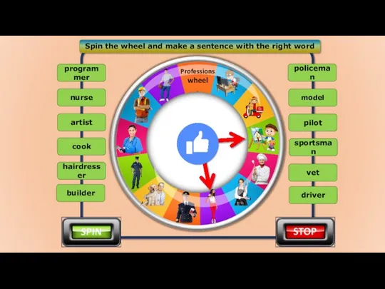 Spin the wheel and make a sentence with the right word model