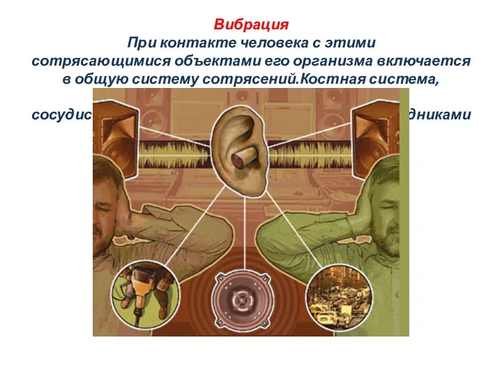 Вибрация При контакте человека с этими сотрясающимися объектами его организма включается в