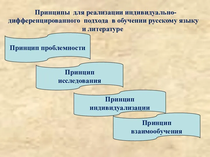 Принципы для реализации индивидуально-дифференцированного подхода в обучении русскому языку и литературе Принцип