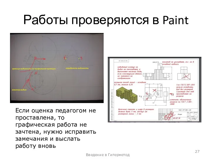 Работы проверяются в Paint Введение в Гиперметод Если оценка педагогом не проставлена,