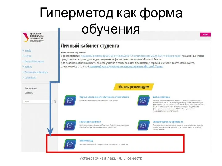Гиперметод как форма обучения Установочная лекция. 1 семестр