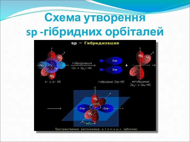 Схема утворення sp -гібридних орбіталей