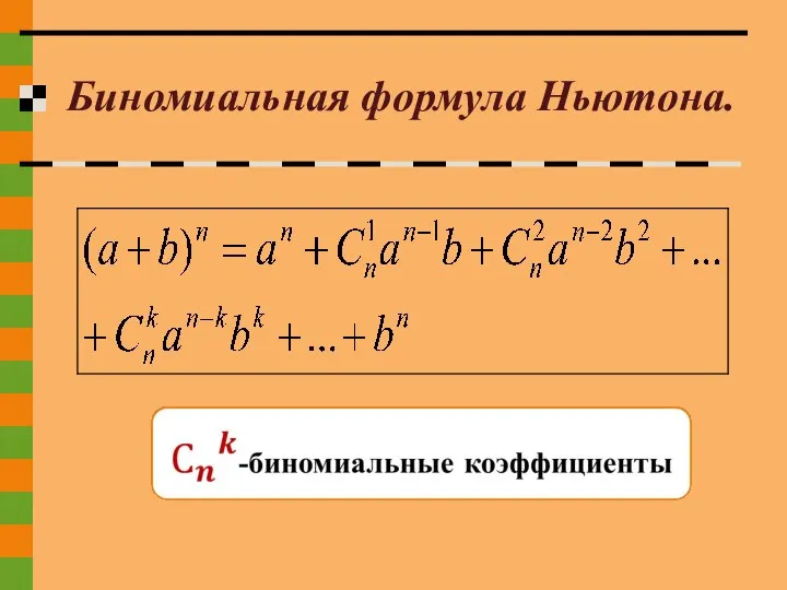 Биномиальная формула Ньютона.