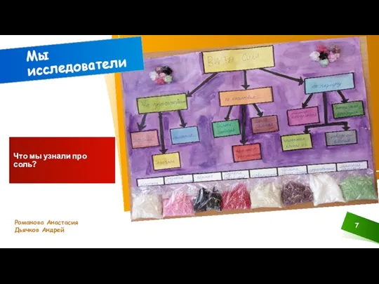 Романова Анастасия Дьячков Андрей Что мы узнали про соль? Мы исследователи