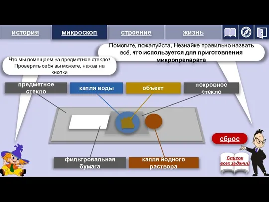 микроскоп предметное стекло 1 капля воды 2 объект 3 покровное стекло 5