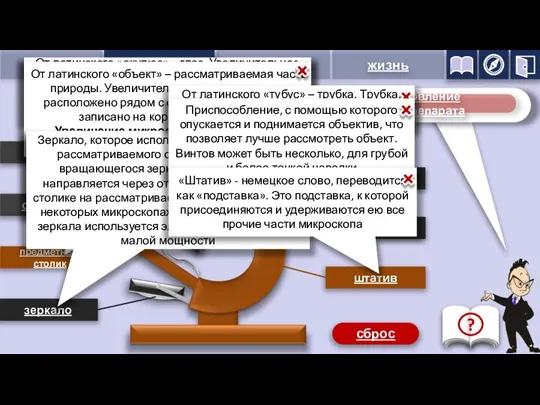 устройство микроскопа приготовление микропрепарата 1 5 3 4 6 окуляр тубус предметный