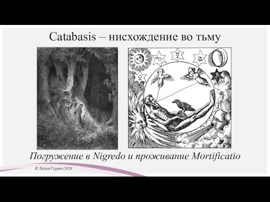 Catabasis – нисхождение во тьму Погружение в Nigredo и проживание Mortificatio © Лидия Сурина 2020