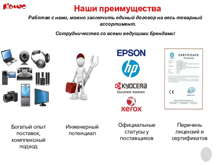 Наши преимущества Работая с нами, можно заключить единый договор на весь товарный