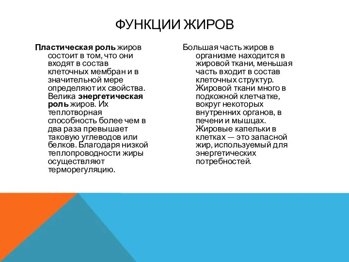 Пластическая роль жиров состоит в том, что они входят в состав клеточных