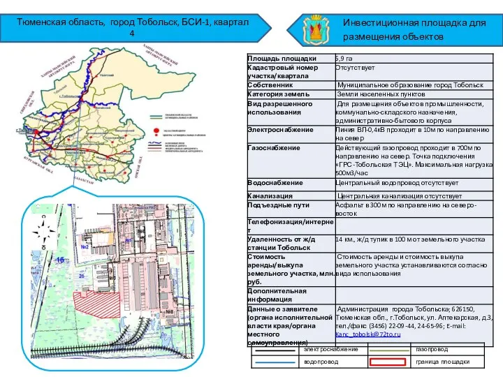 Тюменская область, город Тобольск, БСИ-1, квартал 4 Инвестиционная площадка для размещения объектов
