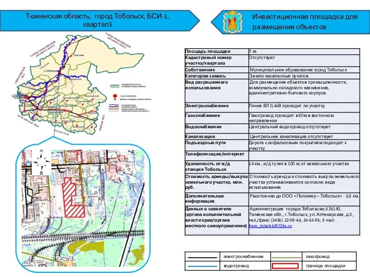 Тюменская область, город Тобольск, БСИ-1, квартал3 Инвестиционная площадка для размещения объектов