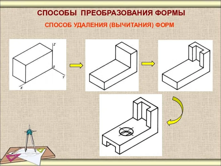 СПОСОБЫ ПРЕОБРАЗОВАНИЯ ФОРМЫ СПОСОБ УДАЛЕНИЯ (ВЫЧИТАНИЯ) ФОРМ