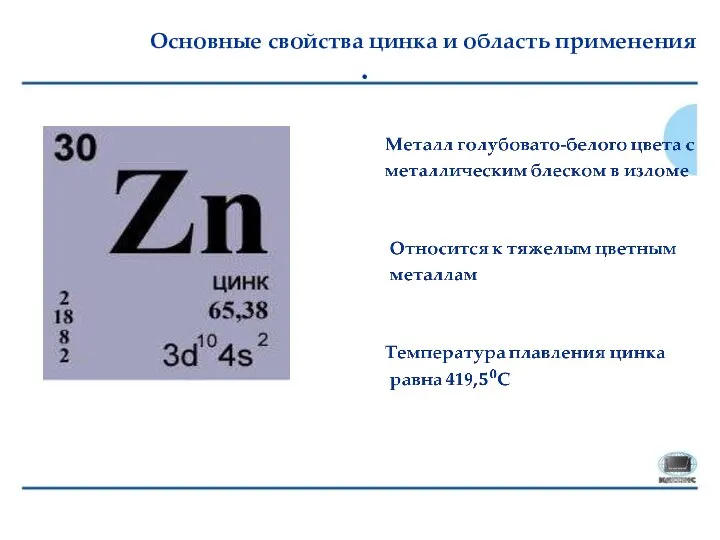 Основные свойства цинка и область применения