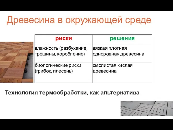 Древесина в окружающей среде Технология термообработки, как альтернатива