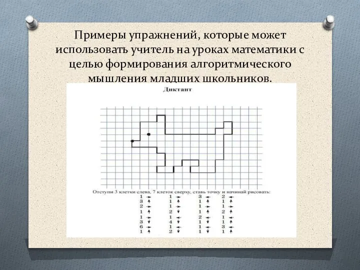 Примеры упражнений, которые может использовать учитель на уроках математики с целью формирования алгоритмического мышления младших школьников.