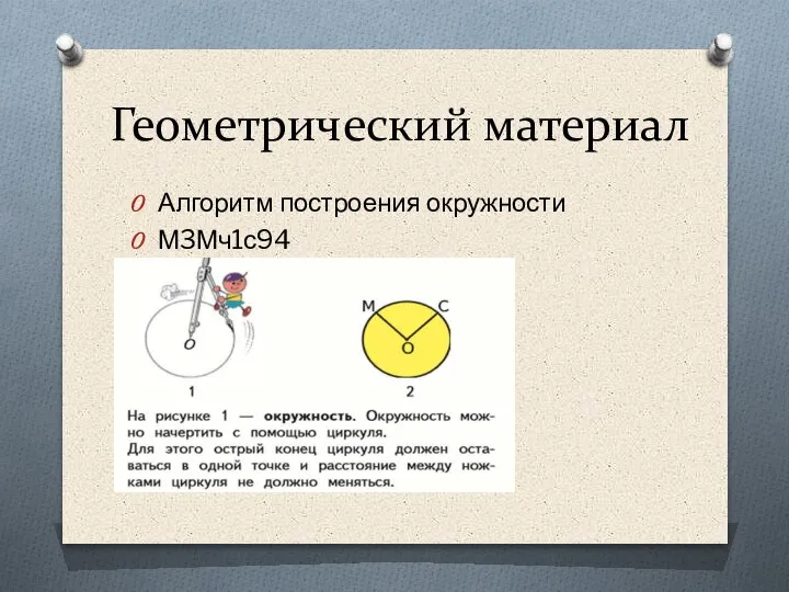 Геометрический материал Алгоритм построения окружности М3Мч1с94