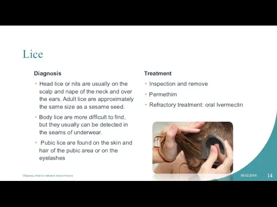 Lice Diagnosis Head lice or nits are usually on the scalp and