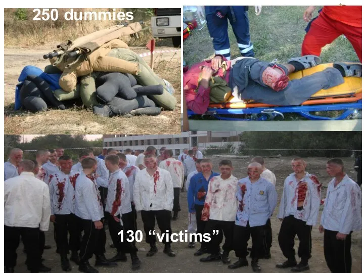 130 “victims” 250 dummies