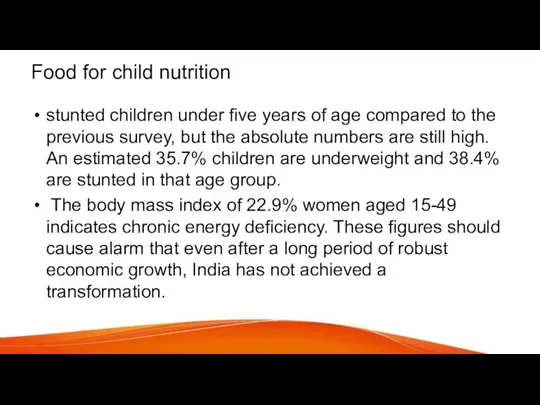 Food for child nutrition stunted children under five years of age compared