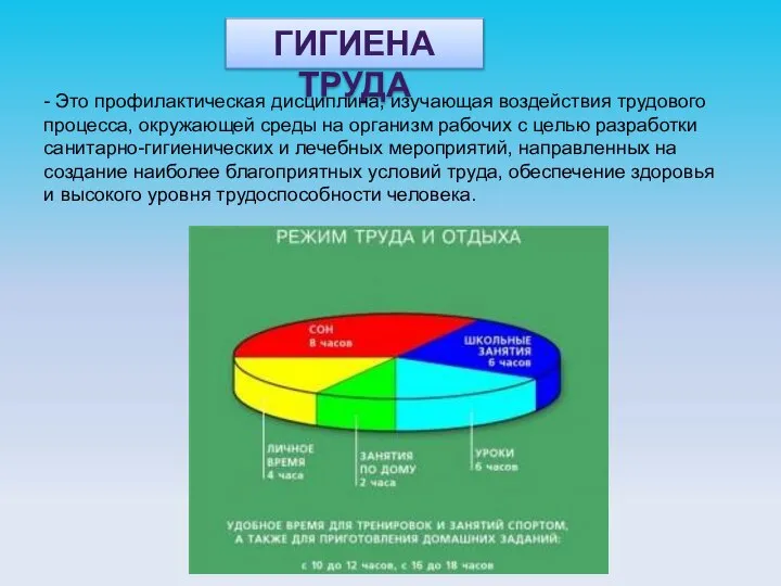 ГИГИЕНА ТРУДА - Это профилактическая дисциплина, изучающая воздействия трудового процесса, окружающей среды