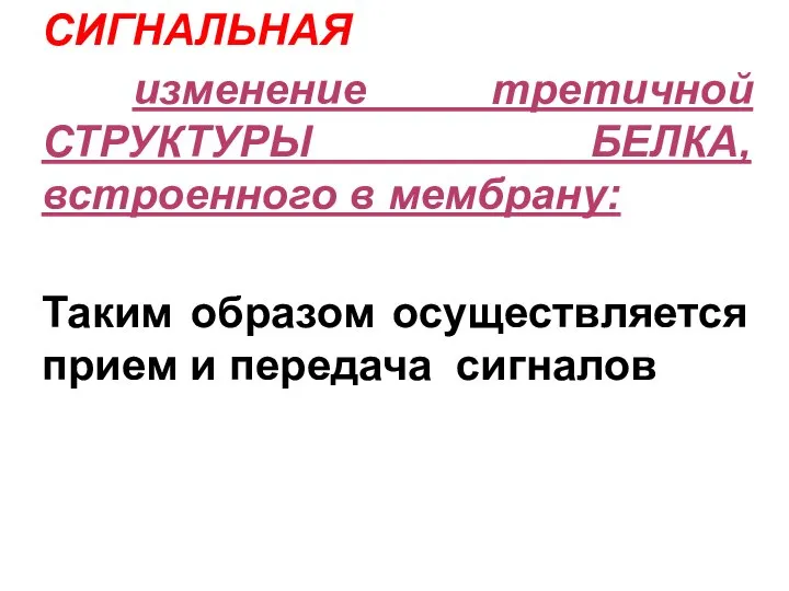 СИГНАЛЬНАЯ изменение третичной СТРУКТУРЫ БЕЛКА, встроенного в мембрану: Таким образом осуществляется прием и передача сигналов