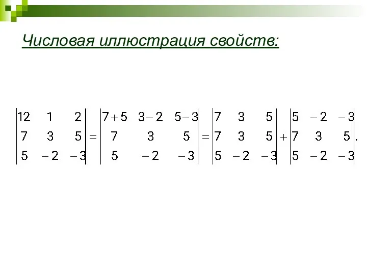Числовая иллюстрация свойств:
