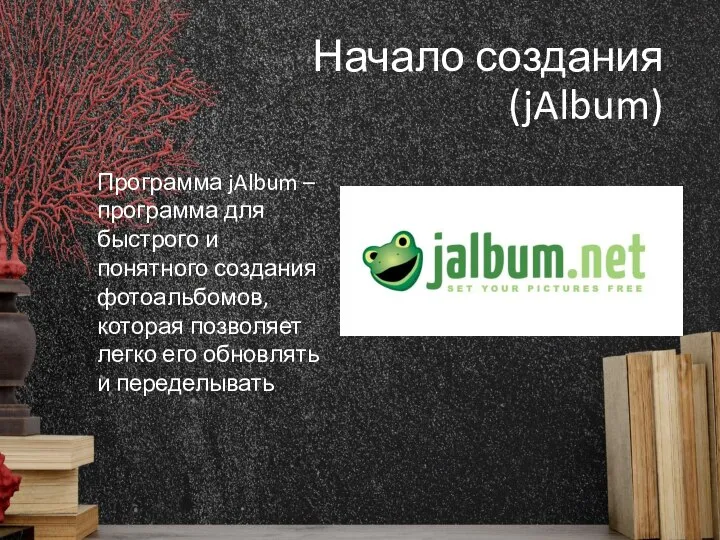 Начало создания (jAlbum) Программа jAlbum – программа для быстрого и понятного создания