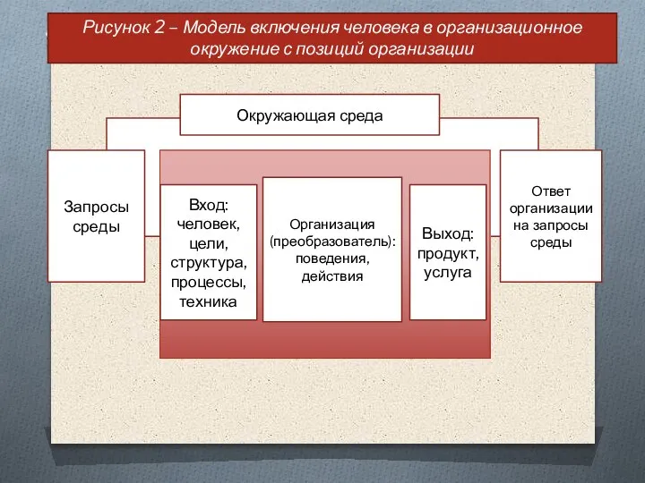 Рисунок 2 – Модель включения человека в организационное окружение с позиций организации