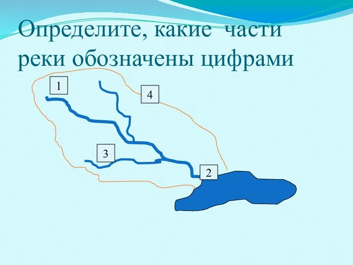 Определите, какие части реки обозначены цифрами 1 2 3 4