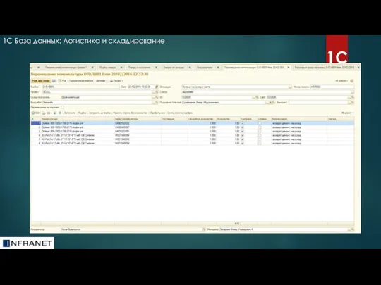 1С База данных: Логистика и складирование 1С